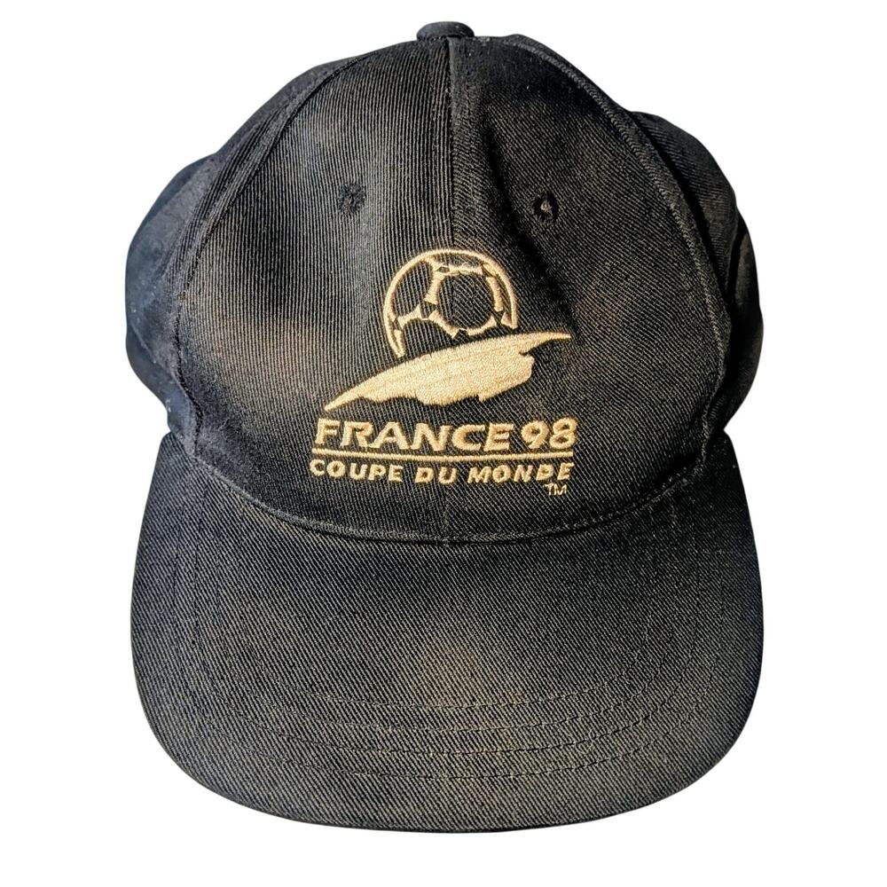 Adidas VTG 1998 France Coupe Du Monde Baseball Cap One Size Black White Logo Hat - Picture 6 of 7